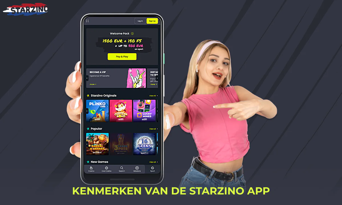 Overzicht van de functies van de Starzino mobiele app