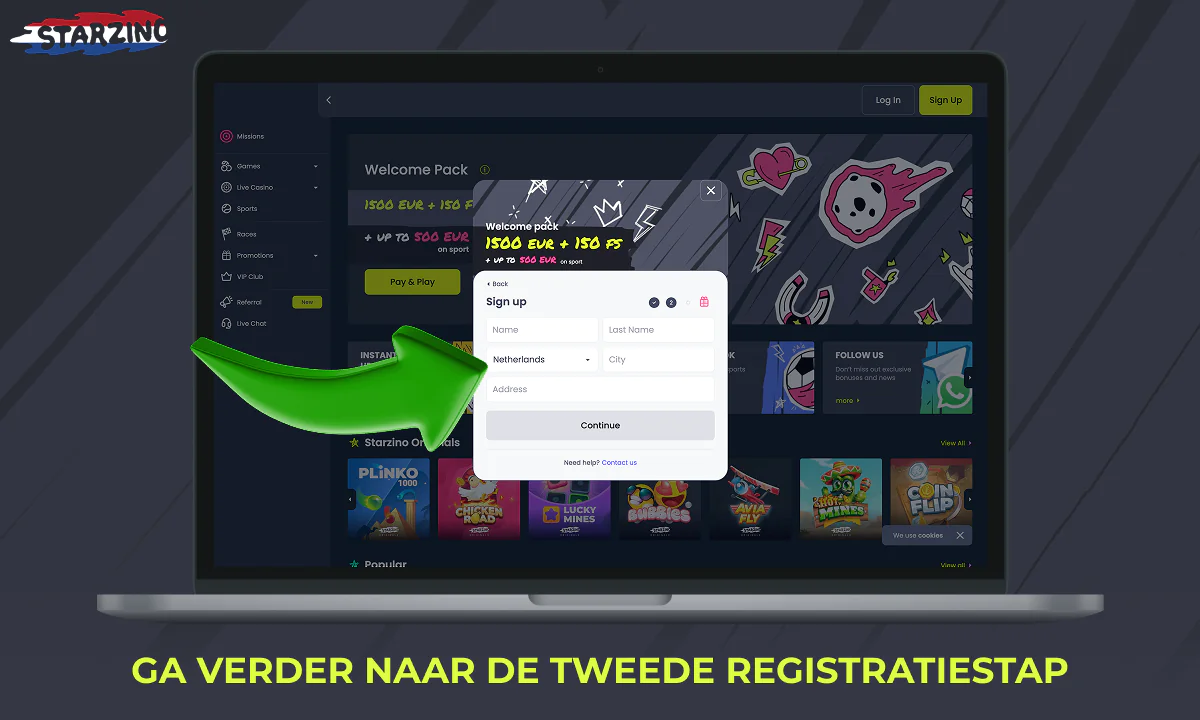 Het registratieformulier van Starzino invullen