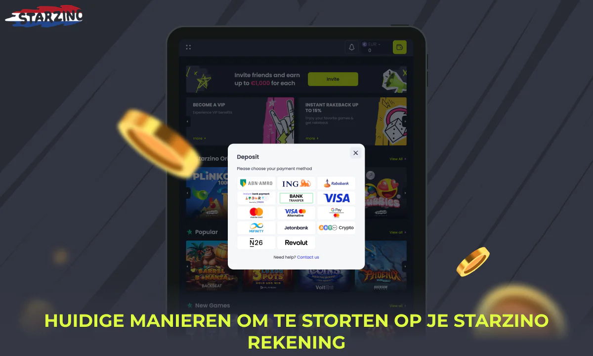 Manieren om te storten naar je Starzino account