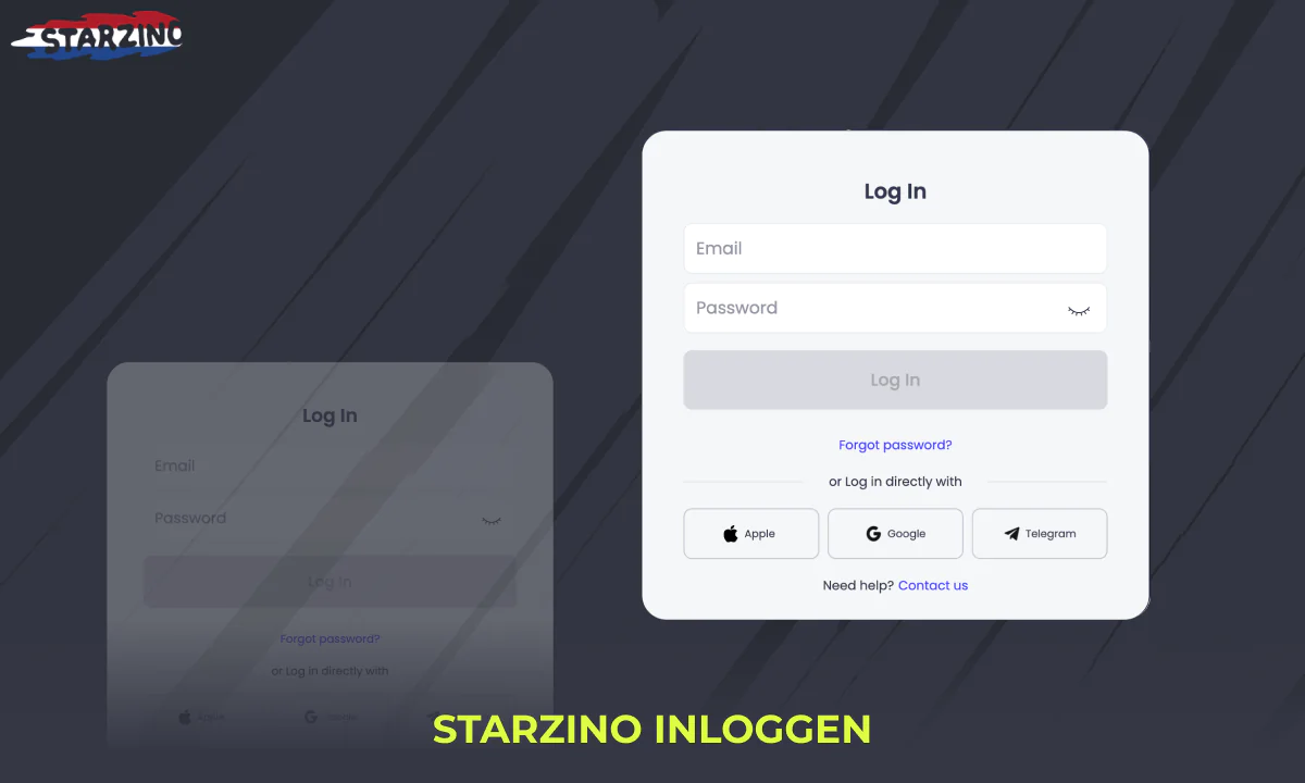 Log in op het persoonlijke account van Starzino